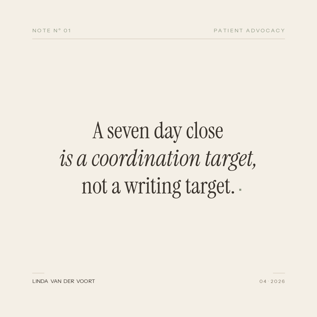 A seven day close is a coordination target, not a writing target.